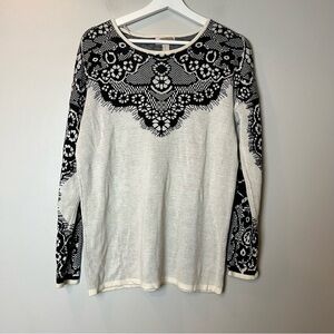 Forever 21 XXI Black and Cream Crew Neck Sweater Medium